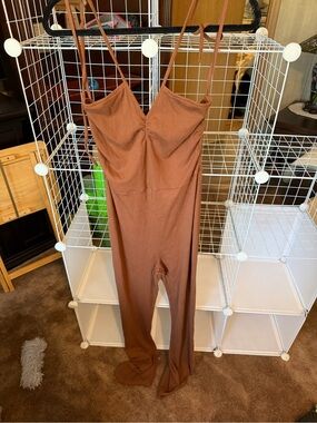 aerie Rust-Brown Spaghetti-Strap Jumpsuit
